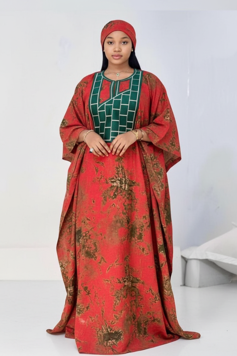Boubou rouge et foulard