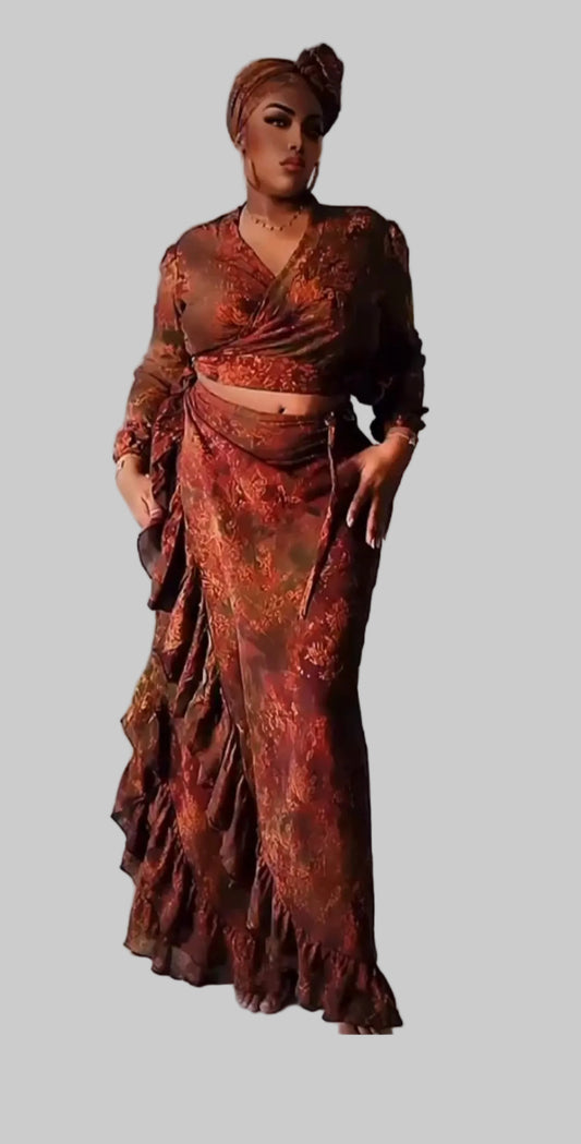 Ensemble crop et pagne avec foulard